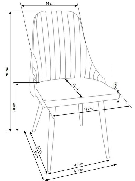 Scaun sufragerie K285, bej/stejar, stofa clasica/metal, 49X56X91 CM