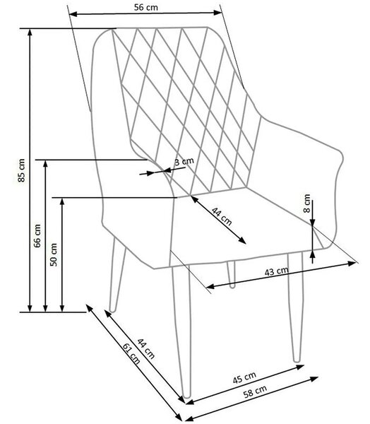 Scaun sufragerie K287, gri/stejar, 58x61x50 cm