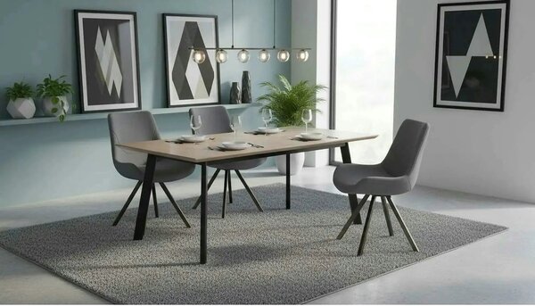 Scaun tapitat K290, gri/auriu antic, stofa clasica/metal, 56X59X86 CM