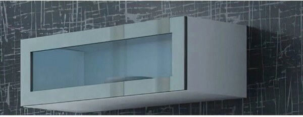 Vitrina VIGO 90, alb/gri, PAL/sticla, 90x32x35 cm