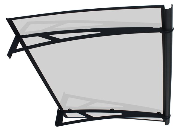 Copertină NEO PRO cu jgheab 120x100 cm din plexiglas – Negru/Transparent
