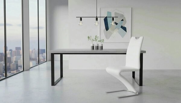 Scaun K291, alb/crom, piele ecologica/metal, 45X63X101 CM