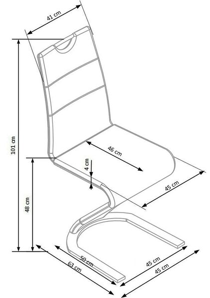 Scaun K291, alb/crom, piele ecologica/metal, 45X63X101 CM