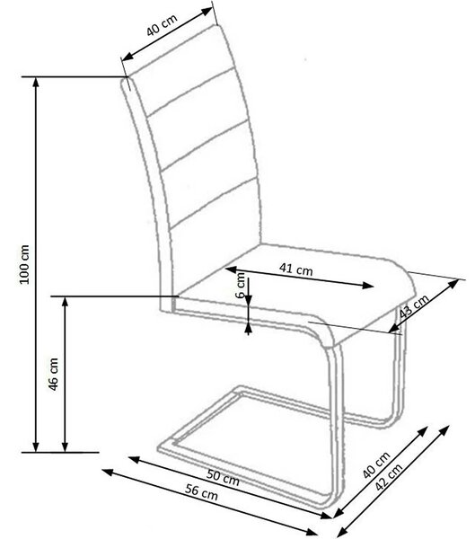 Scaun tapitat K85, crem/crom, metal/piele ecologica, 42X56X100 CM