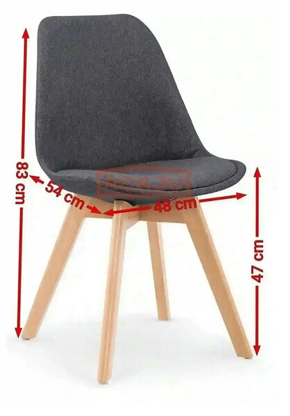 Scaun tapitat K303, gri deschis/stejar, stofa clasica/lemn, 48X54X83 C