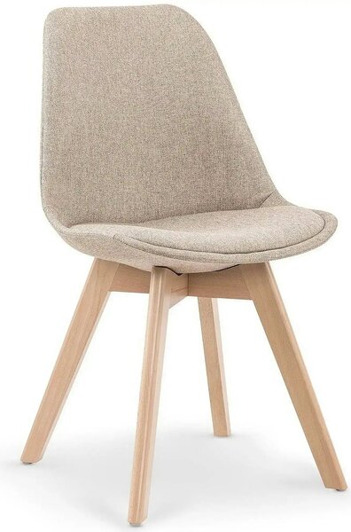 Scaun bej tapitat K303, stofa clasica/lemn, 48X54X83 CM