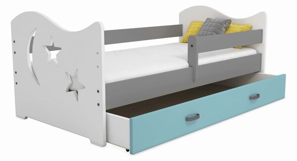 Pat copii Miki 160X80 B1 lună și stele cu somieră