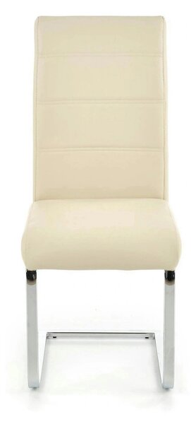 Scaun tapitat K85, crem/crom, metal/piele ecologica, 42X56X100 CM