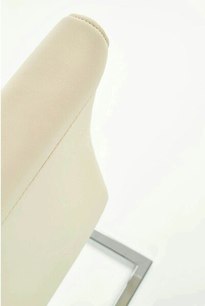 Scaun tapitat K85, crem/crom, metal/piele ecologica, 42X56X100 CM