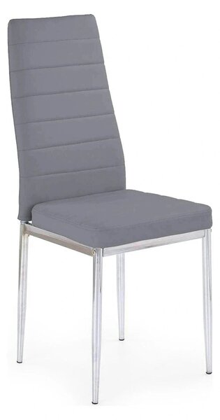 Scaun tapitat K70C, gri/crom, piele ecologica/metal, 43X49X97 CM