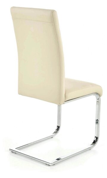 Scaun tapitat K85, crem/crom, metal/piele ecologica, 42X56X100 CM