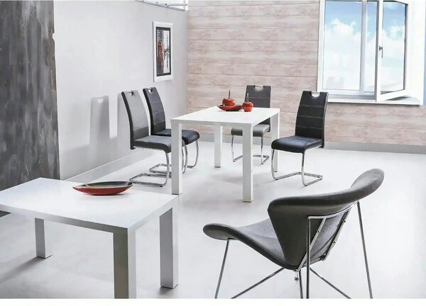 Scaun tapitat H260, maro/crom, piele ecologica/metal, 40X38X96 cm