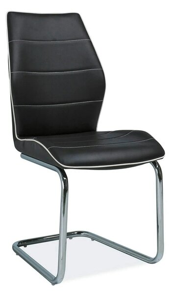 Scaun tapitat H331, negru/crom, piele ecologica/metal, 42X43X99 cm