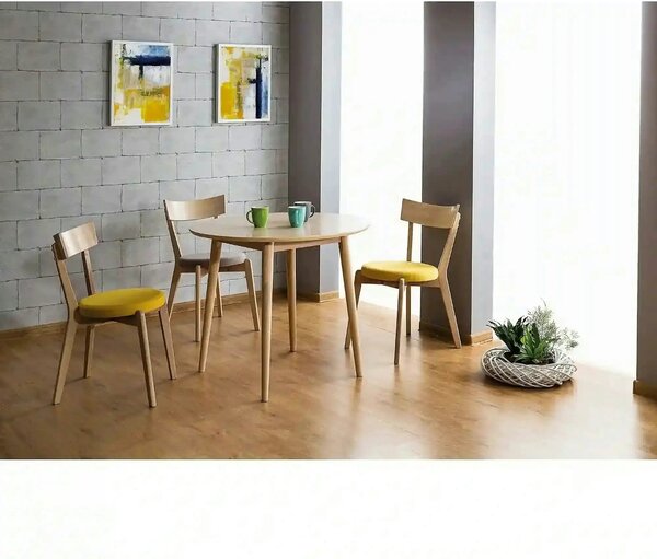 Scaun living Nelson, gri/stejar, stofa/lemn, 44X40X78 cm