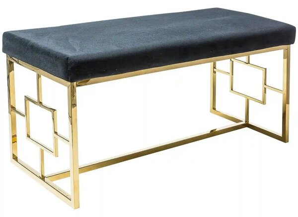 Bancheta NOIR, stofa catifelata negru, 100x46x48 cm