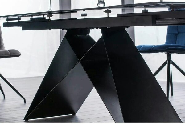 Masa extensibila WESTIN I, negru, sticla securizata/metal, 160/240x90x