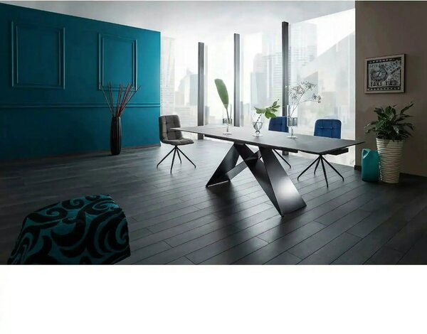 Masa extensibila WESTIN I, negru, sticla securizata/metal, 160/240x90x