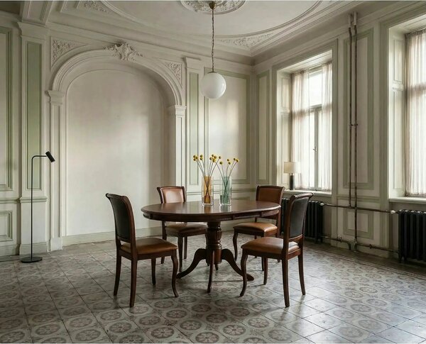 Masa de bucatarie extensibila OLIVIA, nuc inchis, 106/141x106x76 cm
