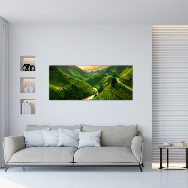 Tablou - Terase de orez Mu Cang Chai (120x50 cm)