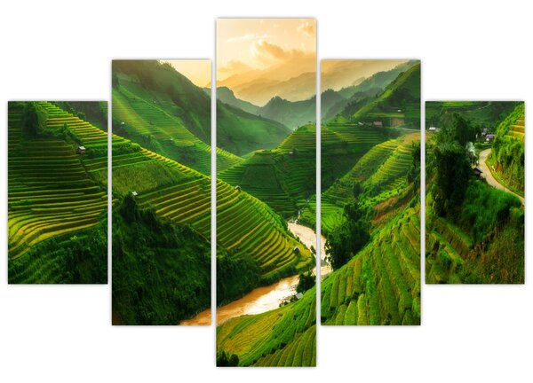 Tablou - Terase de orez Mu Cang Chai (150x105 cm)