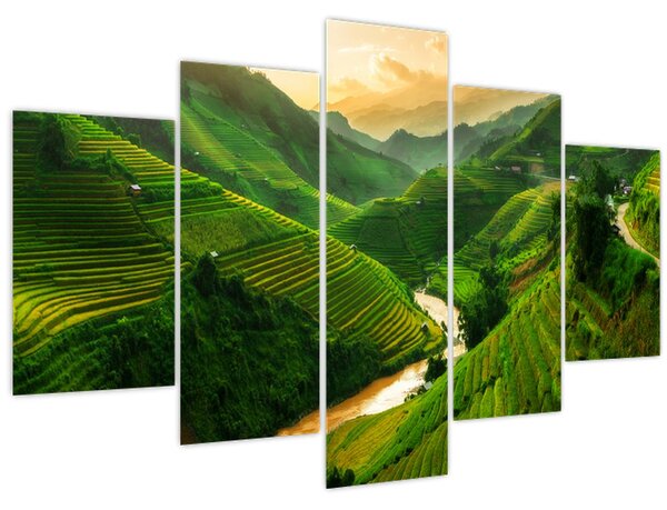 Tablou - Terase de orez Mu Cang Chai (150x105 cm)