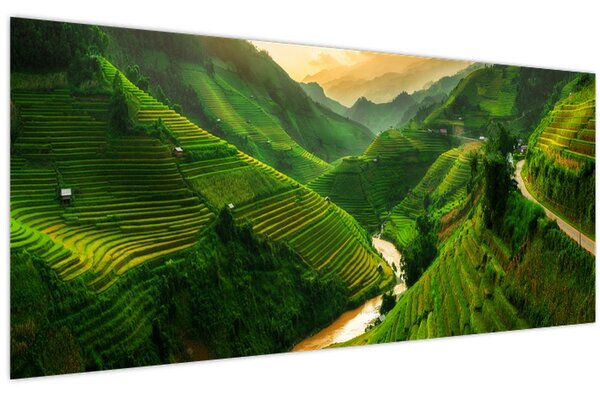 Tablou - Terase de orez Mu Cang Chai (120x50 cm)