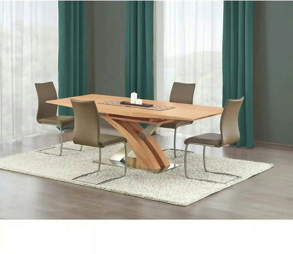 Masa extensibila SANDOR, stejar/crom, 160/220x90x77 cm