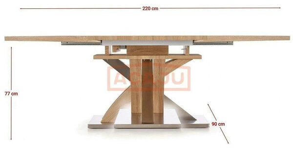 Masa extensibila SANDOR, stejar/crom, 160/220x90x77 cm