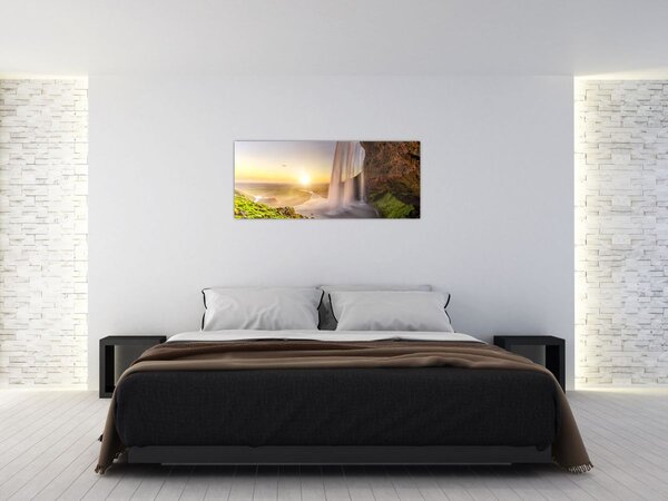 Tablou - Seljalandsfoss din spatele peșterii (120x50 cm)