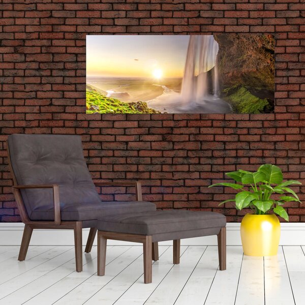 Tablou - Seljalandsfoss din spatele peșterii (120x50 cm)