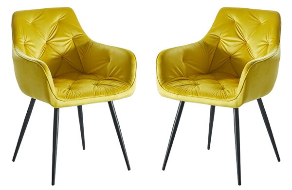 Set 2 Scaune Living Tapițate KJC38 Galbene