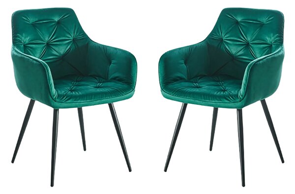 Set 2 Scaune Living Tapițate KJC38 Verzi