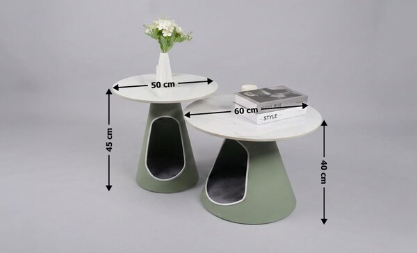 Set Măsuțe Cafea KJCT021 Alb / Verde