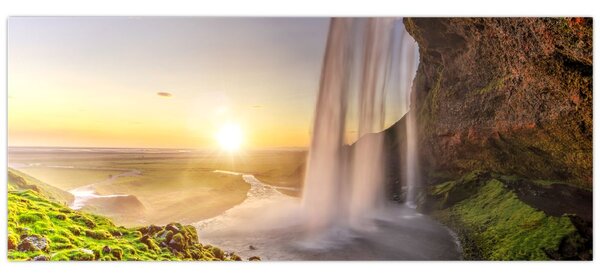 Tablou - Seljalandsfoss din spatele peșterii (120x50 cm)