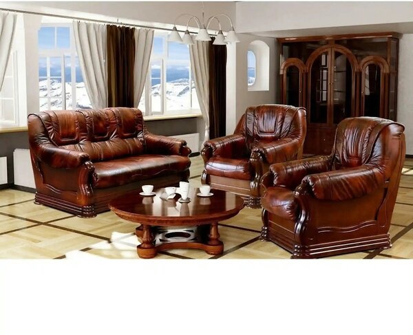 Set canapea si fotolii piele naturala PARMA 311 (canapea extensibila 3