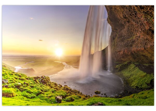 Tablou - Seljalandsfoss din spatele peșterii (90x60 cm)