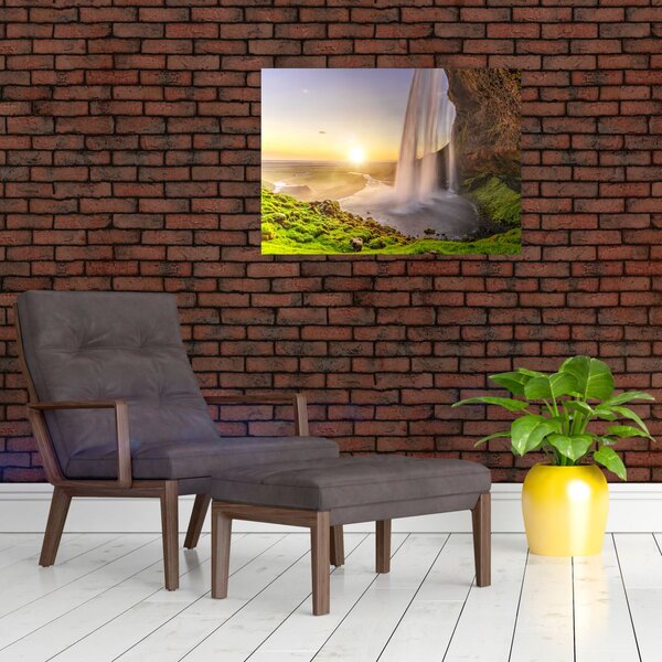 Tablou - Seljalandsfoss din spatele peșterii (70x50 cm)