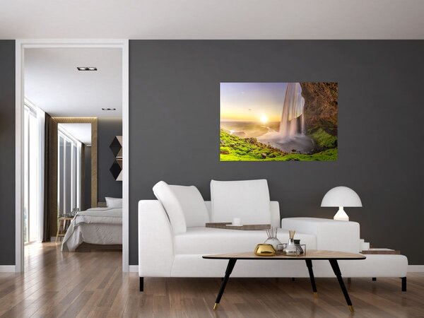 Tablou - Seljalandsfoss din spatele peșterii (90x60 cm)