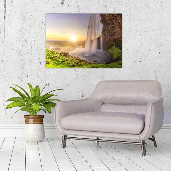 Tablou - Seljalandsfoss din spatele peșterii (70x50 cm)