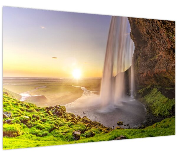 Tablou - Seljalandsfoss din spatele peșterii (90x60 cm)