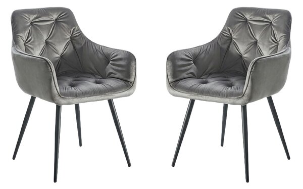 Set 2 Scaune Living Tapițate KJC38 Gri