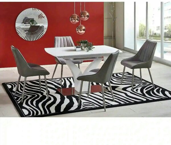 Masa extensibila 80 cm PALERMO, alb, sticla/otel