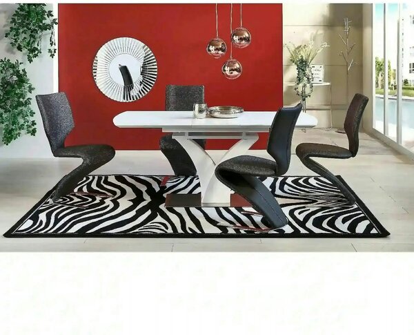 Masa extensibila 80 cm PALERMO, alb, sticla/otel