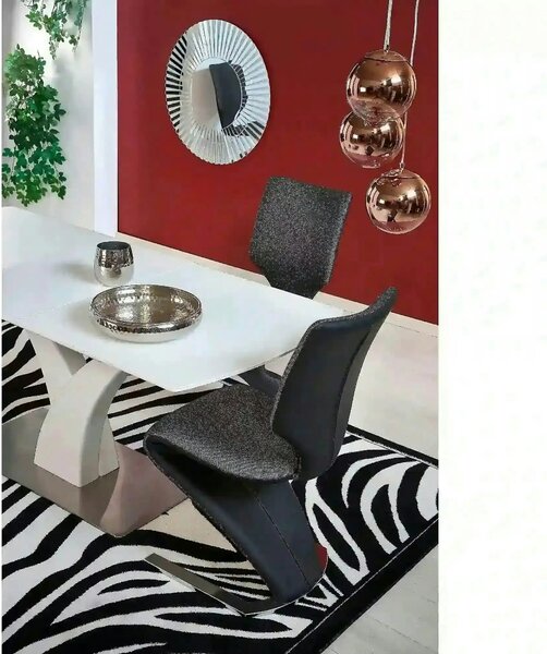 Masa extensibila 80 cm PALERMO, alb, sticla/otel