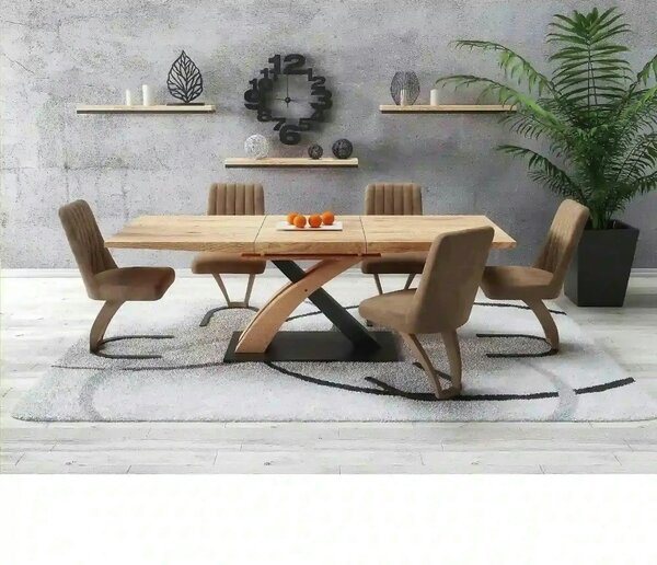 Masa extensibila SANDOR 3, stejar auriu/negru, 160/220x90x75 cm