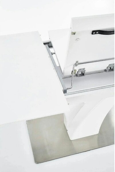 Masa extensibila 80 cm PALERMO, alb, sticla/otel