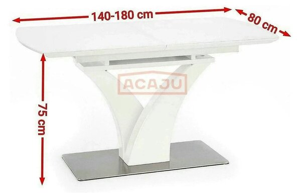 Masa extensibila 80 cm PALERMO, alb, sticla/otel