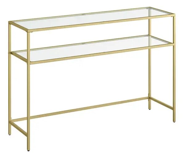 Consola Carolina din sticla si metal culoare auriu, 90x80x30 cm