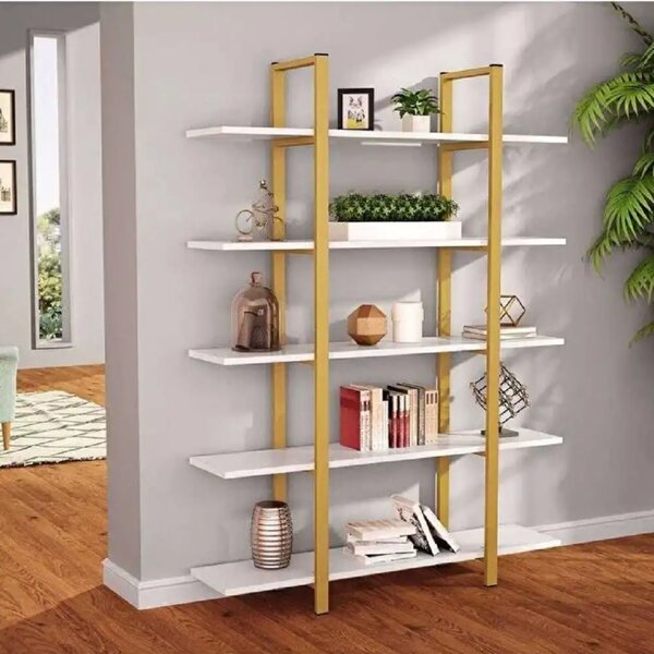 Biblioteca Lana din metal auriu 178x120x28 cm