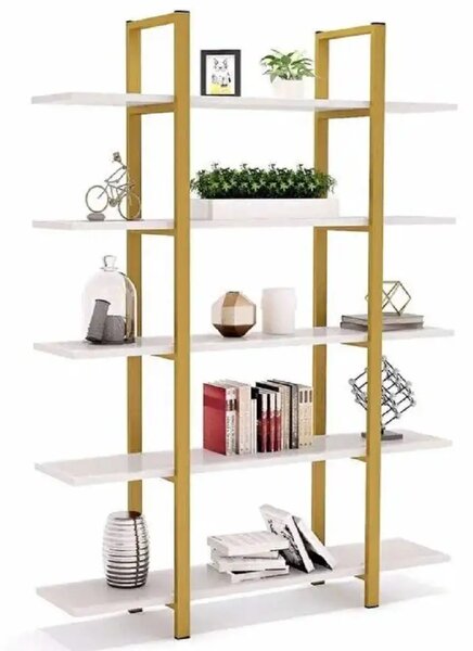 Biblioteca Lana din metal auriu 178x120x28 cm